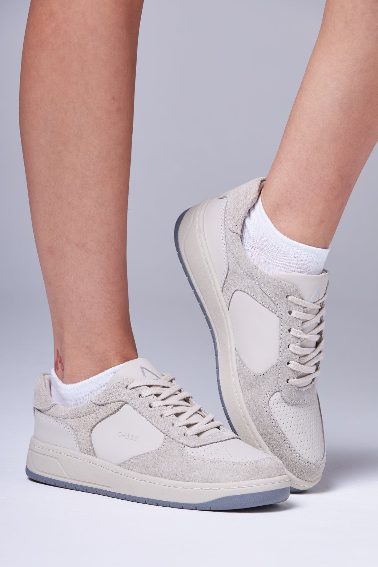 Meia Chase Low White